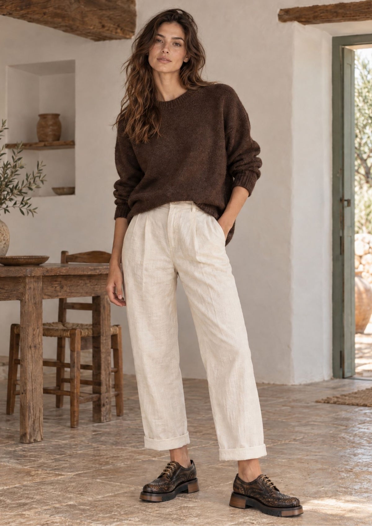BLUCHER PLATAFORMA MALI SPAZZOLATO TAUPE