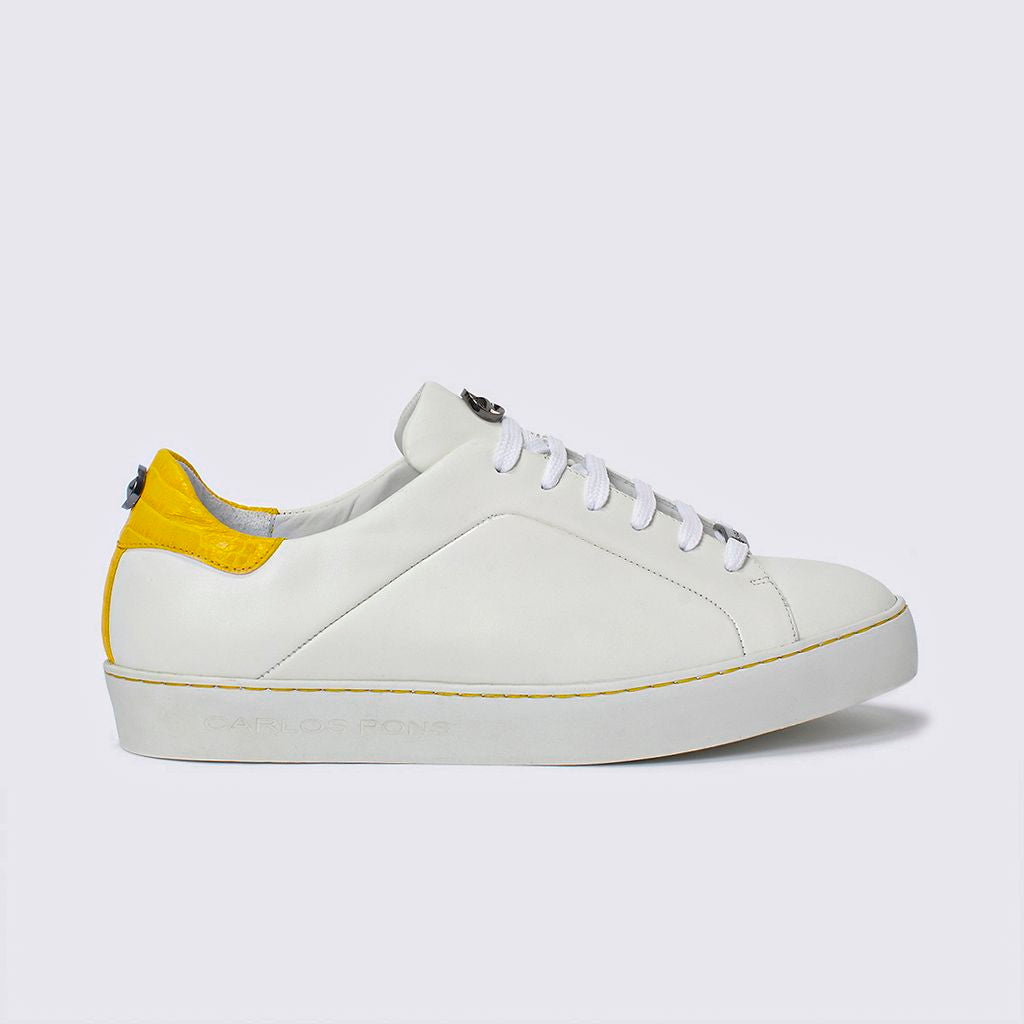 SNEAKER JADE NAPA BLANCO + COCCO AMARILLO