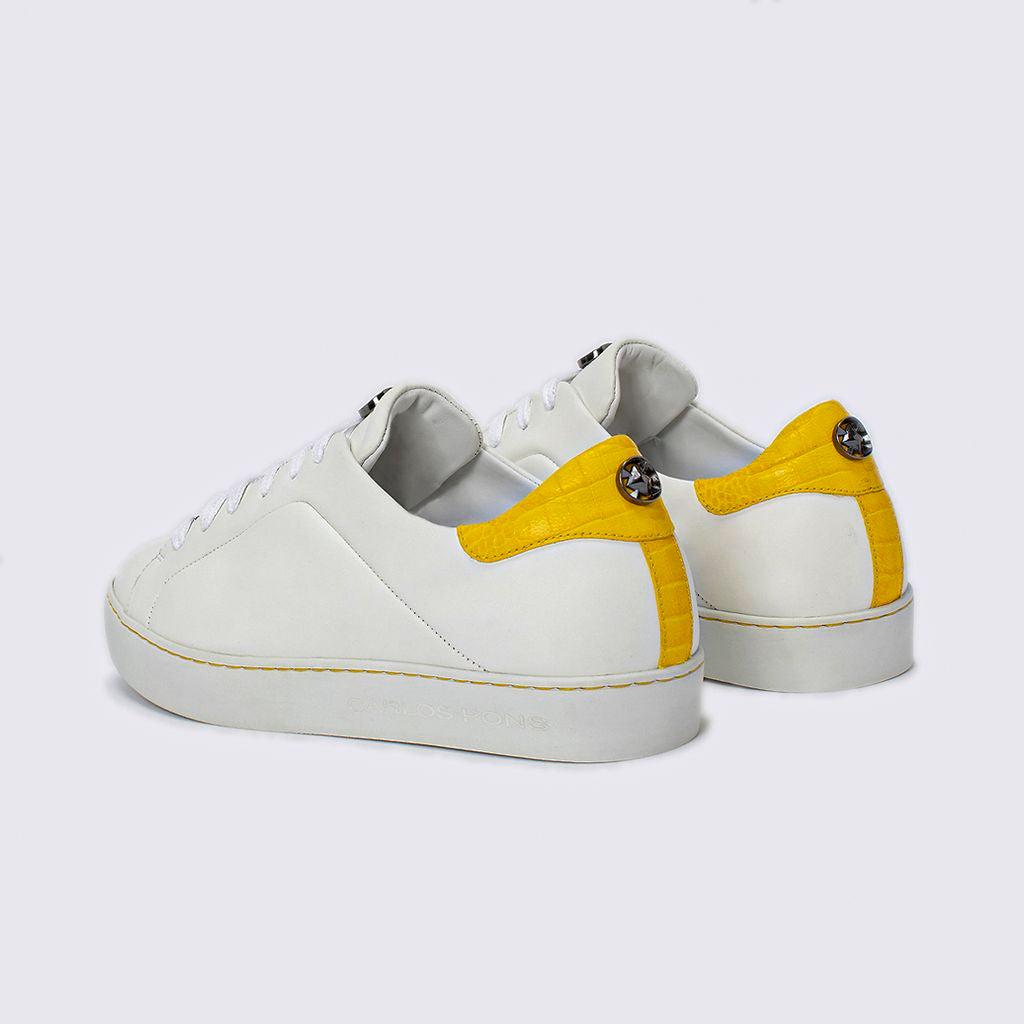 SNEAKER JADE NAPA BLANCO + COCCO AMARILLO