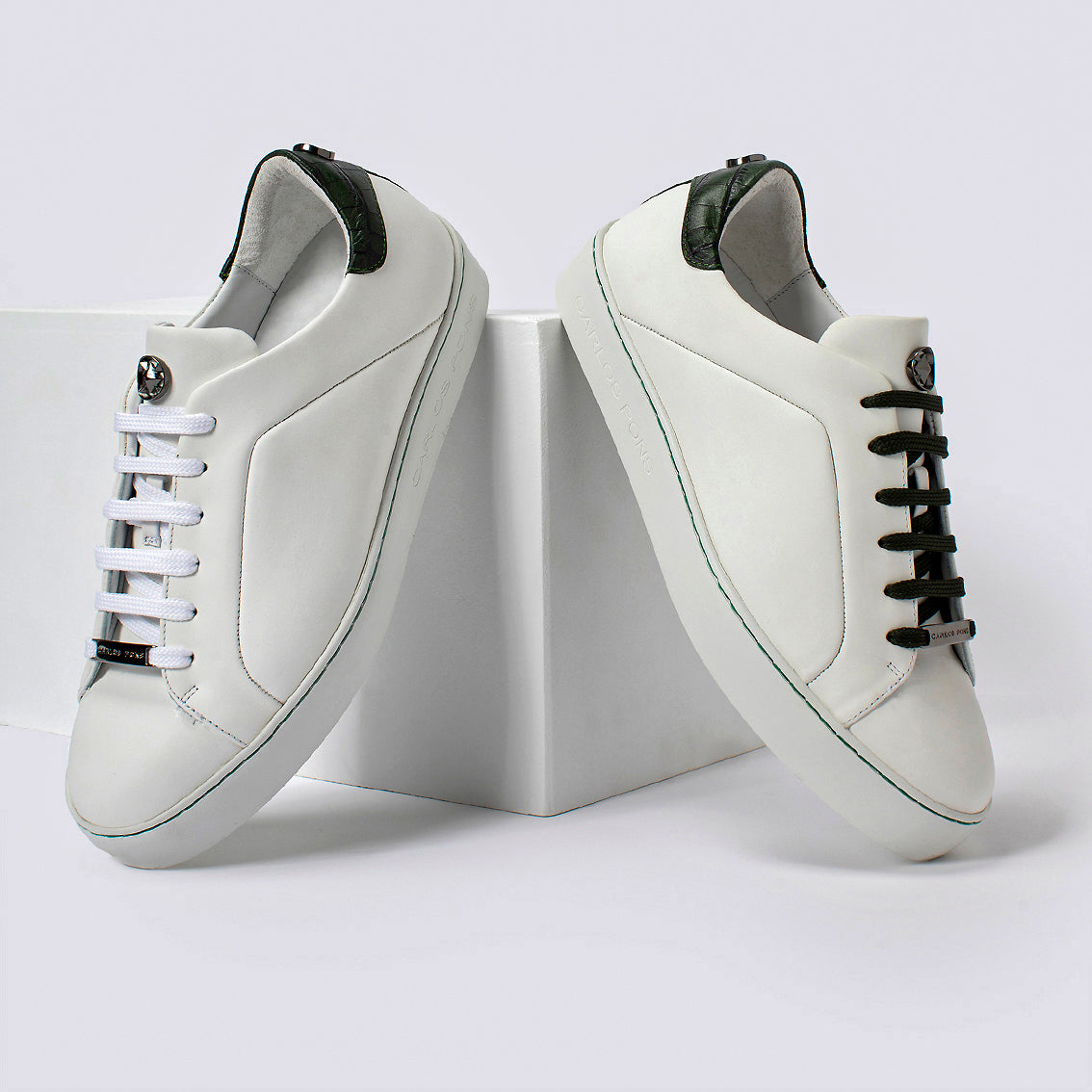 SNEAKER JADE NAPA BLANCO + COCCO MILITAR
