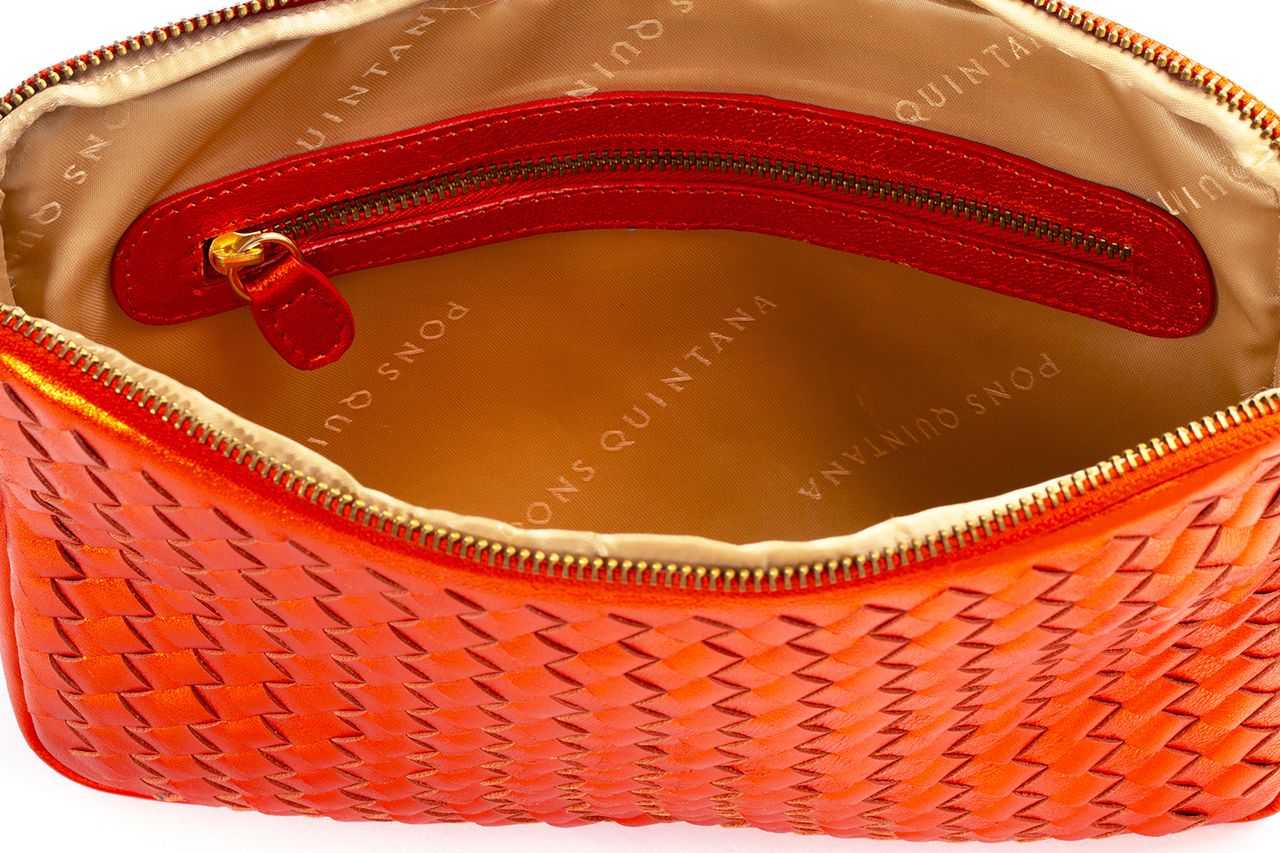 BOLSO DE MANO V162 TRENZADO METAL ORANGE