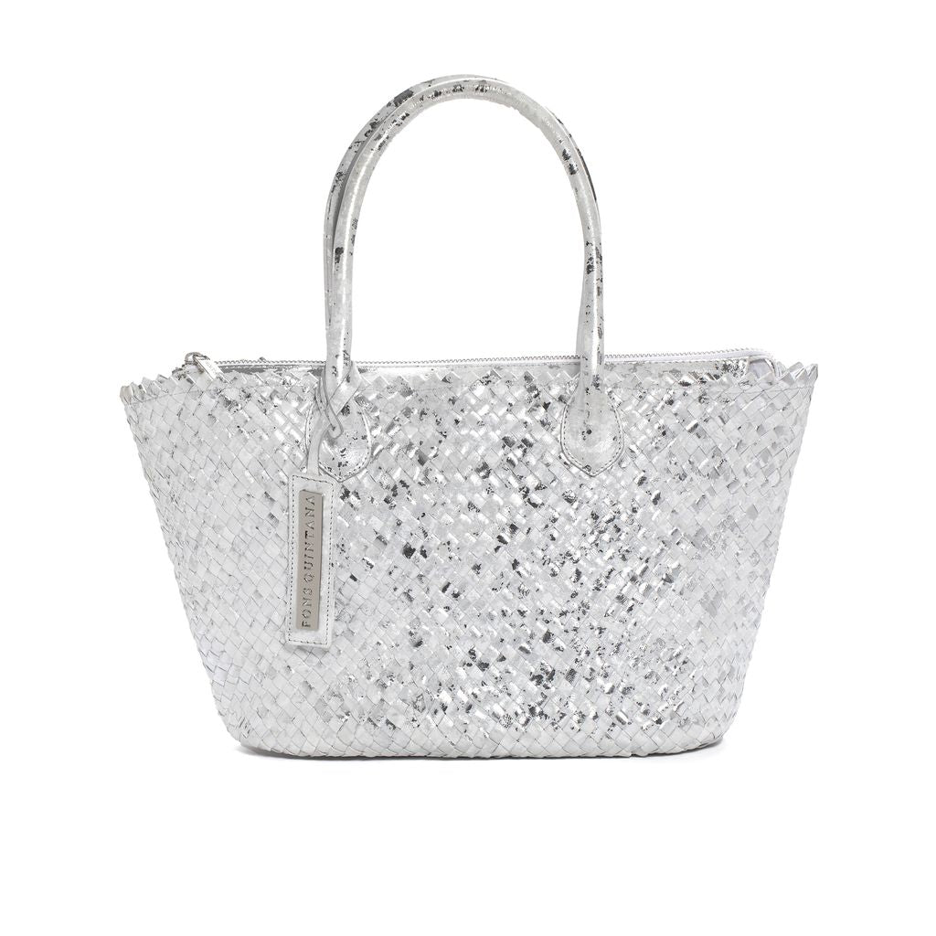 BOLSO DE MANO V209 TRENZADO GAUDET BLANCO