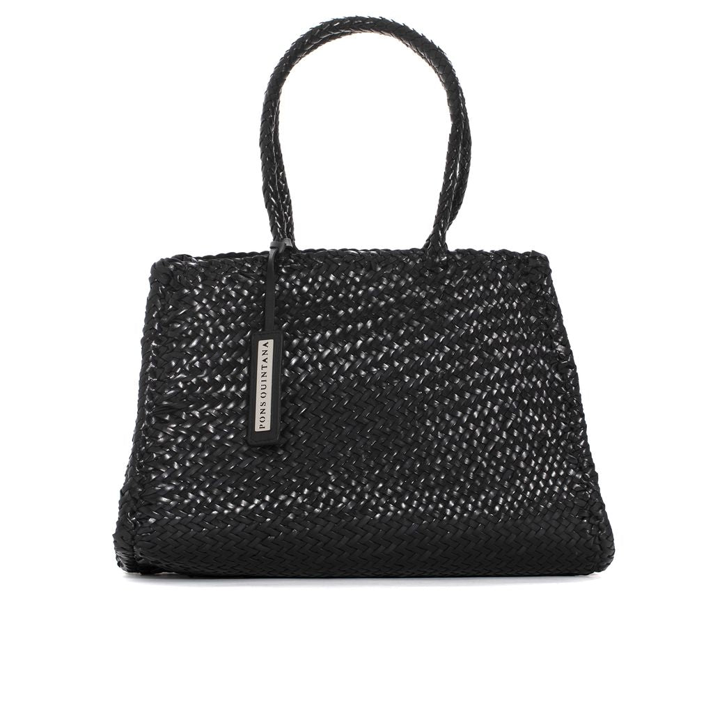BOLSO DE MANO V233 TRENZADO NEGRO