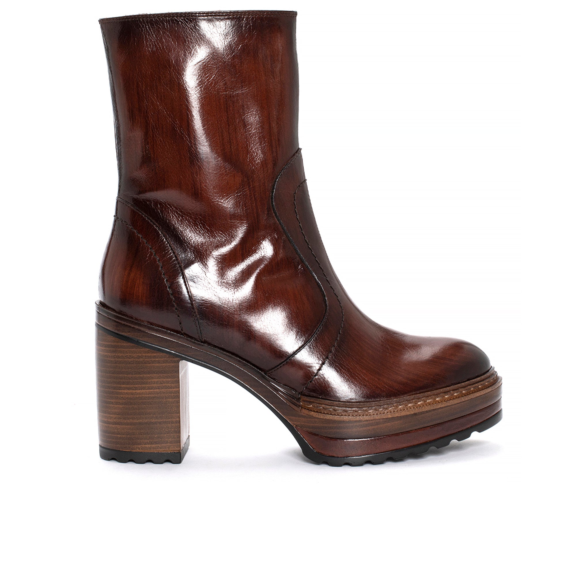 OLIVIA BRANCH LEATHER HEEL BOOT