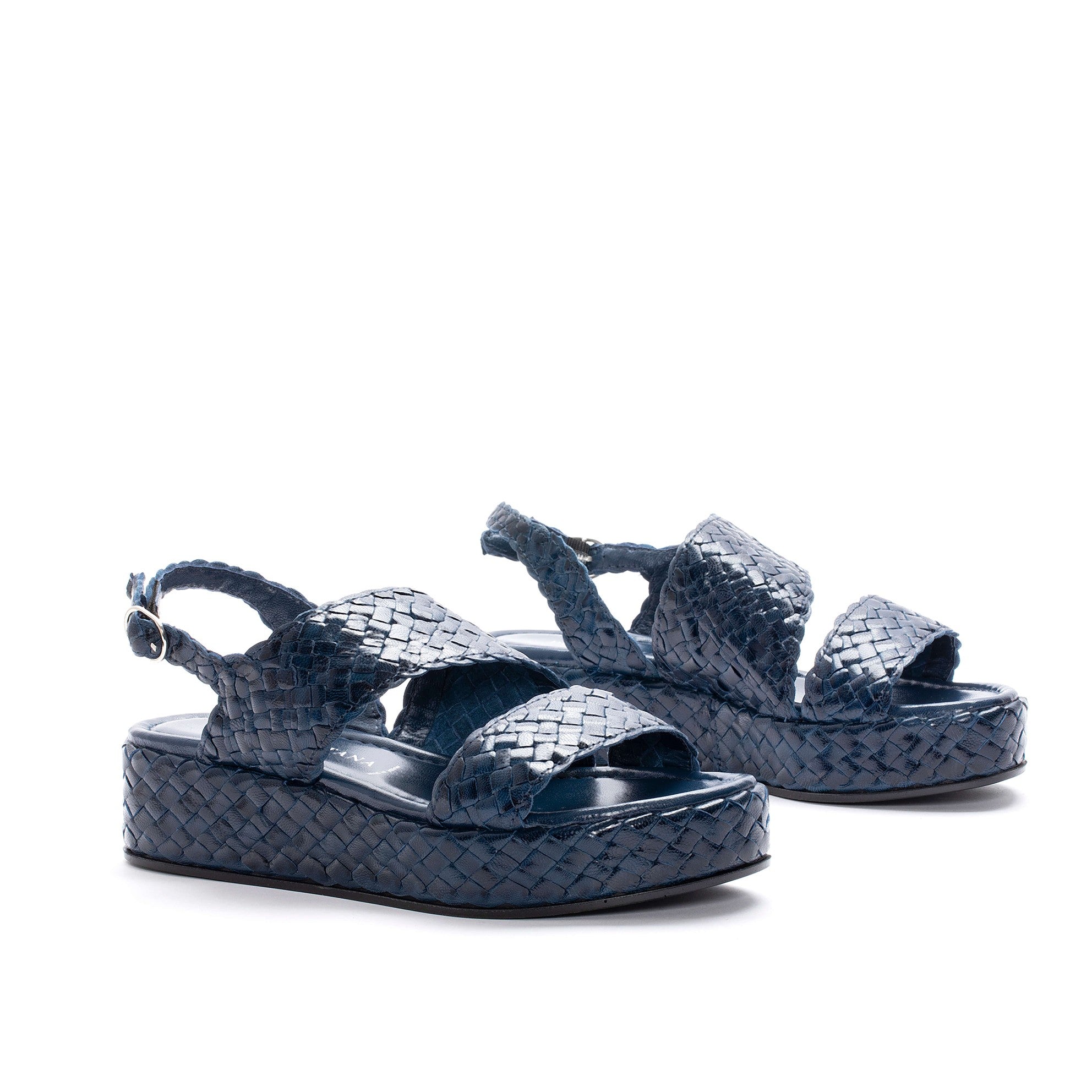 SANDALIA PLATAFORMA FORLI TRENZADO 8MM AZULON